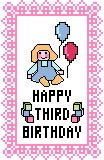 Third Birthday Card, Girl