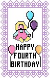 Fourth Birthday Card, Girl