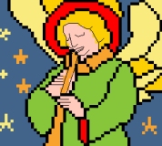 Angel With Horn Christmas Card