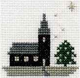 Steeple Church At Night Xmas Card